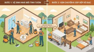 ịch vụ trọn gói chuyển nhà kết hợp tổng vệ sinh của Nhà sạch 24h Cẩm Phả.