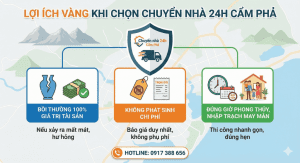 3 lợi ích vàng khi chọn Chuyển nhà 24h Cẩm Phả: Bồi thường 100%, Không phát sinh phí, Đúng giờ phong thủy.